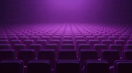 Obraz premium Empty Theater Seats Under Purple Light with Foggy Atmosphere