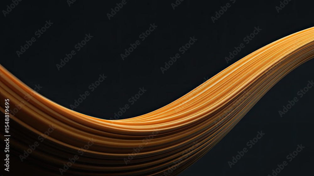 Poster abstract curve of golden lines against dark background for design