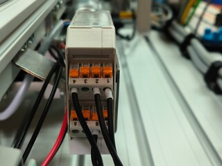 Close-Up of Electrical Relay Module with Wired Connections
