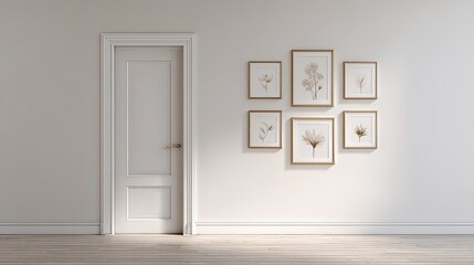 Modern Interior with Framed Art and Minimalistic Door Design