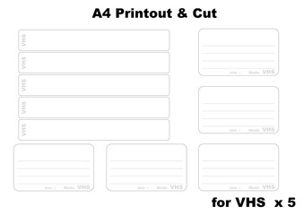 VHSテープラベル：A4 Printout format