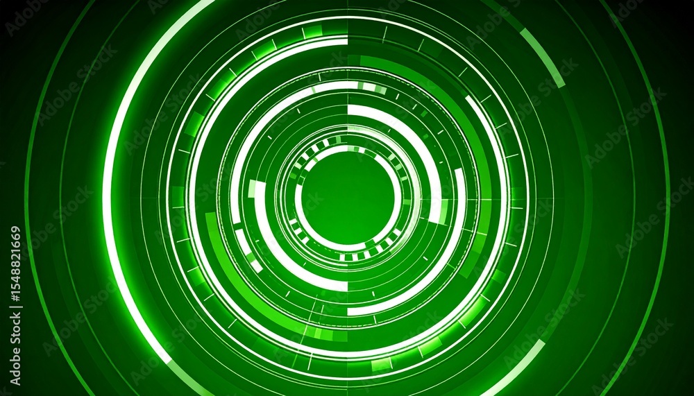Aufkleber abstract green technology circle background. futuristic digital interface with glowing neon green ci