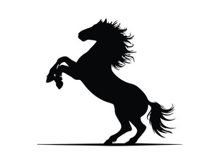 Rearing up Black Horse Side View Vector Silhouette Design