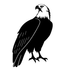 eagle silhouette standing in profile with fierce look