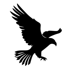 eagle silhouette diving with one wing raised