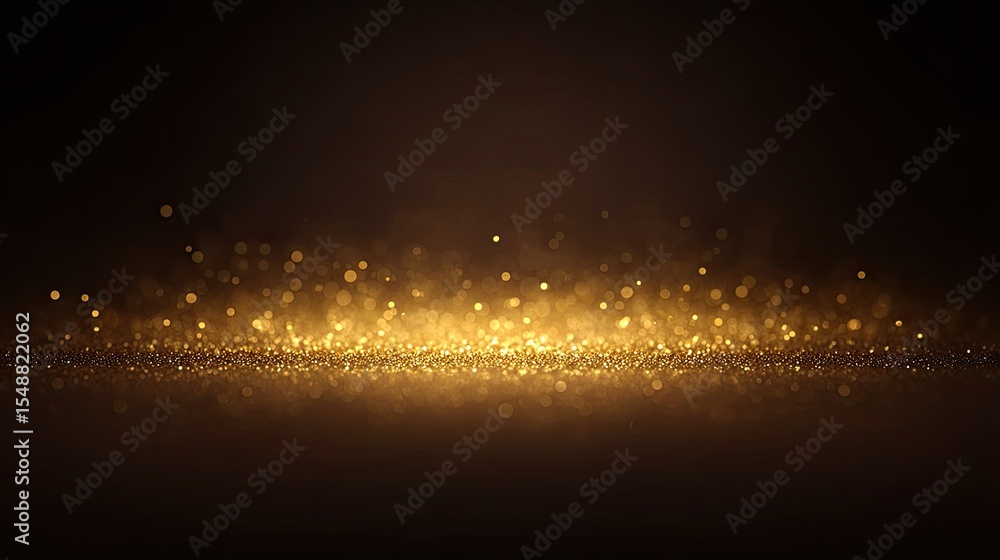 Poster golden bokeh background with soft sparkling light effects