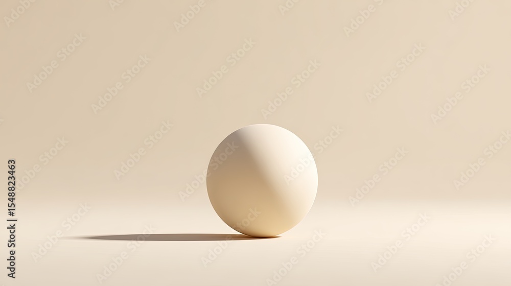 Poster simple white sphere on soft background with gentle shadow play