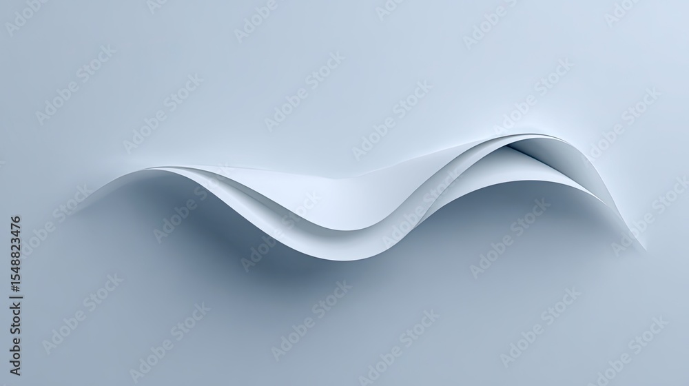 Poster abstract curved paper form on soft gray background with texture