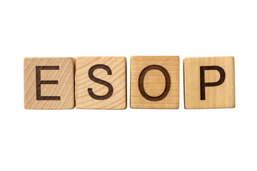Esop acronym spelled with wooden blocks isolated on transparent background