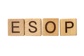 Esop acronym spelled with wooden blocks isolated on transparent background