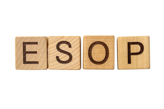 Esop acronym spelled with wooden blocks isolated on transparent background