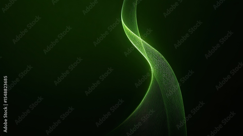 Poster abstract green wave background with soft light and flowing lines
