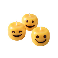 Yellow emoji candles cute smiley face decor home fragrance aromatherapy candle gift set for candle lovers on transparent background