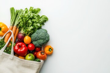 Fresh vegetables in reusable bag