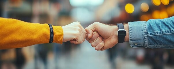 Two people doing a fist bump, demonstrating teamwork and partnership spirit in achieving common goals., Generative AI