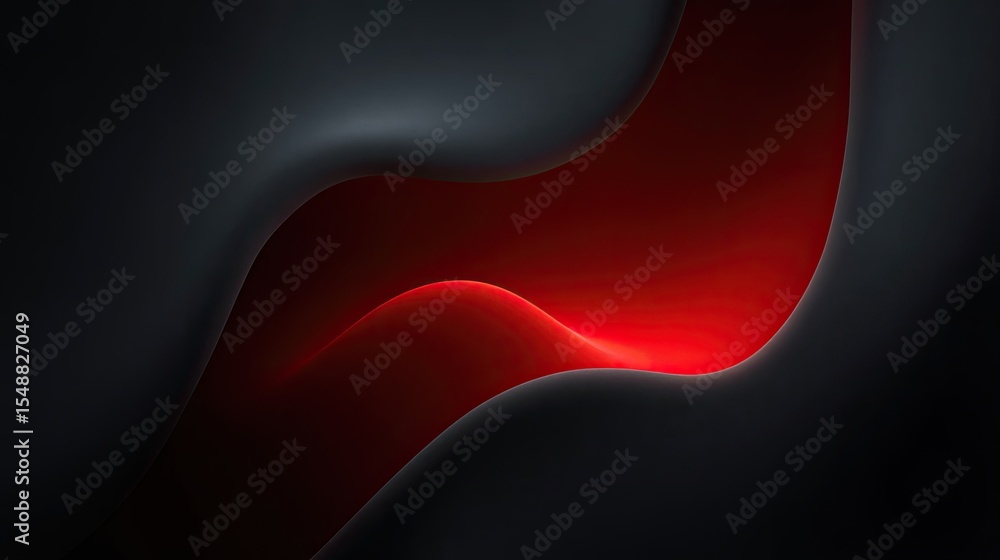 Poster abstract dark wave with vibrant red light flowing through surface