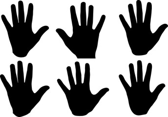 Set of Palm, hand print icon silhouette. vector illustration