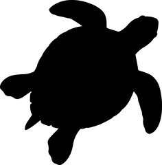 Sea turtle silhouette vector, Animal in black and white. vector illustration silhouette