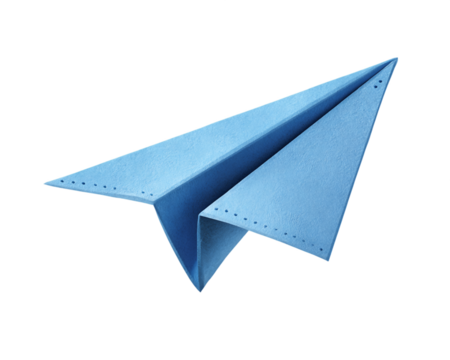 Light Blue Paper Airplane in Flight, PNG