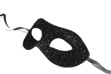 Beautiful black carnival mask on white background