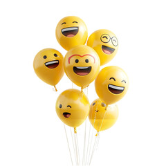 Emoji balloons for party decorations yellow smiley face balloons for birthday party decorations and events on transparent background
