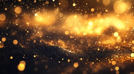 Obraz premium Golden particles, shimmering background