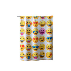 Emoji shower curtain yellow face expressions bathroom decor cute fun novelty gift for kids teens adults 100 char on transparent background