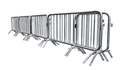 Metallic Gray Barriers on Transparent Background, PNG