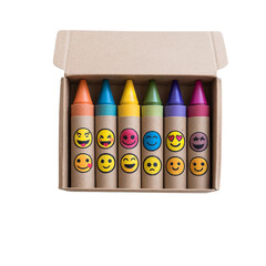 Colorful emoji crayons set for kids art and drawing supplies back to school crayon pack art supplies on transparent background