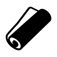 Rolled Towel Icon Design, A simple black icon of a rolled towel, symbolizing cleanliness, comfort, and spa relaxation in a minimalist design.
