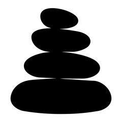 Black Stones Carefully Stacked Up In A Balancing Configuration Isolated on White