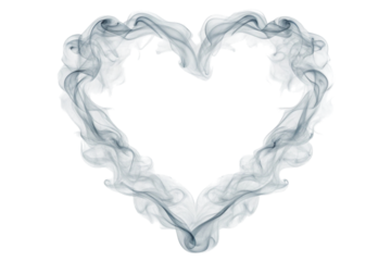 Abstract smoke heart shape frame isolated on transparent background