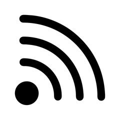 Simple black and white WiFi signal symbol radiating from access point