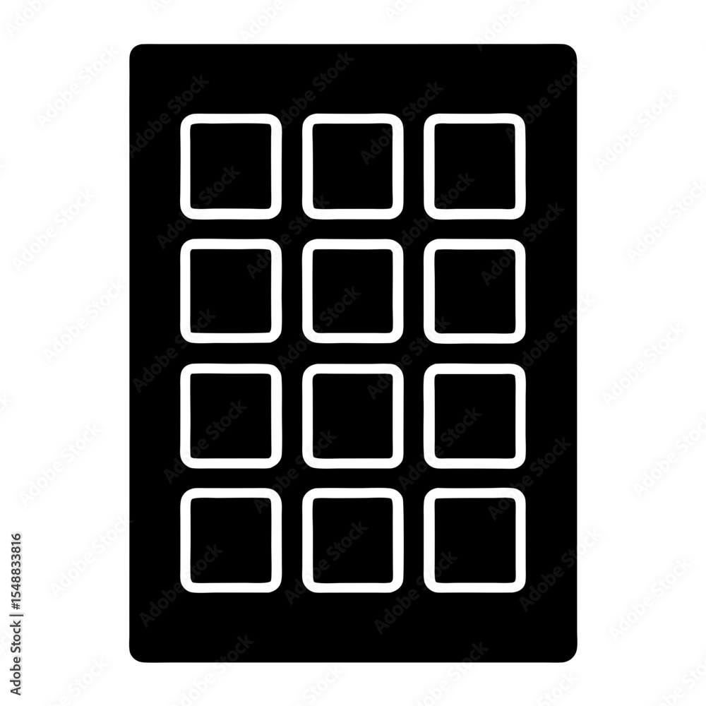 Poster black and white application grid icon representing the user interface design