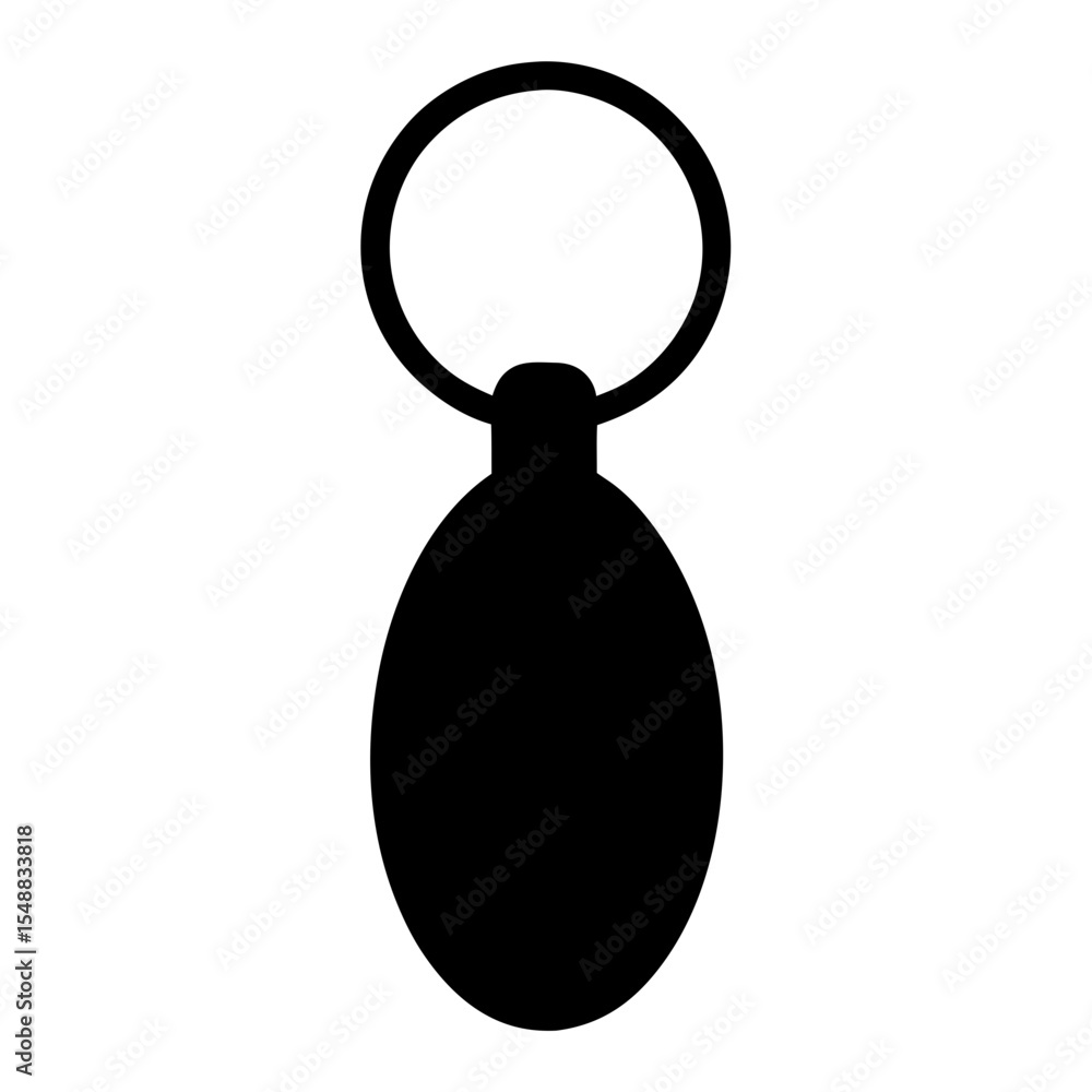 Aufkleber minimalist black and white keychain object with rounded base and ring