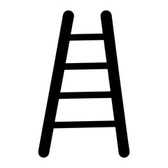 A simple black ladder with four rungs on a white background