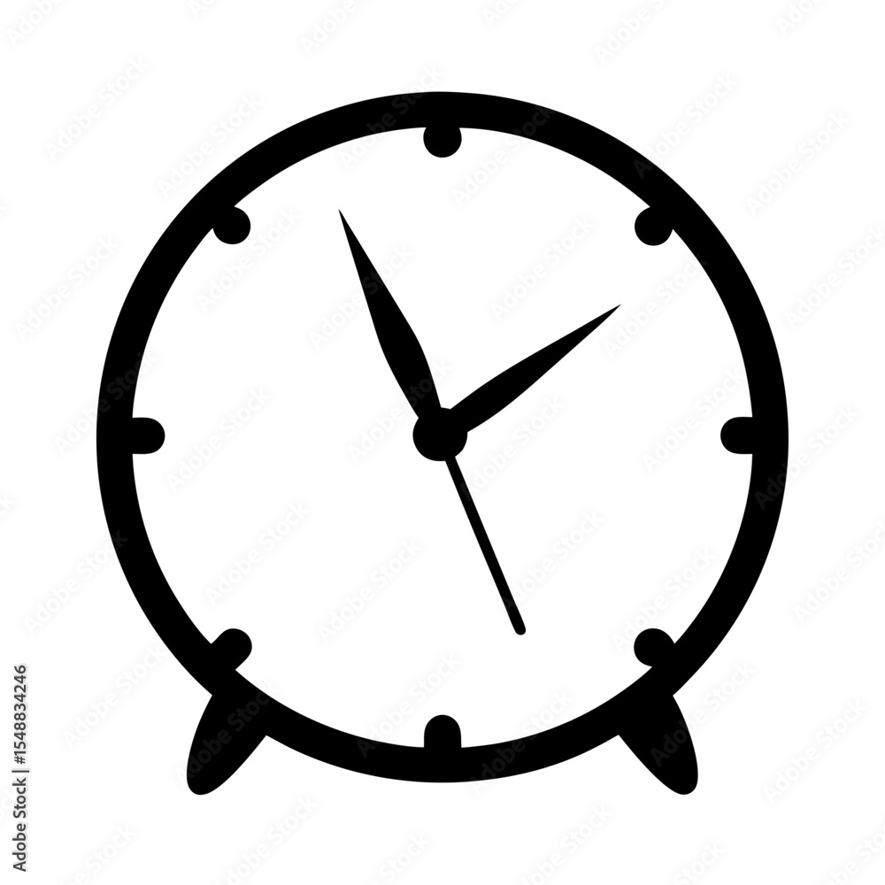 Poster simple black and white clock with unique stand and pointer position