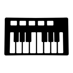 Stylized Keyboard Instrument in Simple Black and White Design Illustration