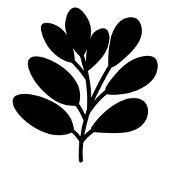 Elegant stylized black leaves and stem with abstract minimalist nature theme