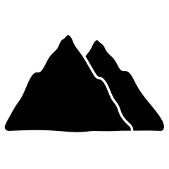 Simple black and white mountains landscape illustration, two peaks with dividing ridge
