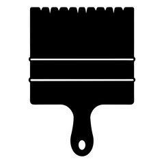 Black and white illustration of a paint brush with a handle