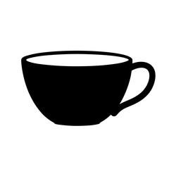 Silhouette of a simple coffee cup with a handle on white