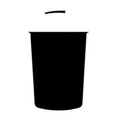 Black silhouette of a disposable cup with a lid on a white background