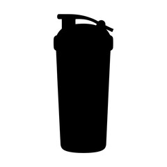 Silhouette image of a protein shaker bottle used in the fitness industry
