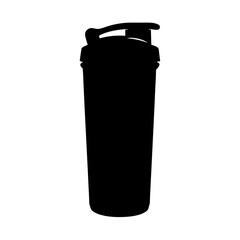 Silhouette of a black protein shaker bottle for working out sports