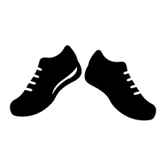 Two silhouette running shoes facing each other on a white background
