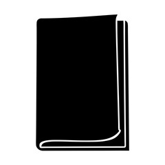 Black Silhouette of a Closed Book with Slightly Open Pages on Right
