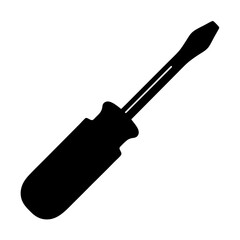 Flat head screwdriver isolated on white background for construction and DIY projects