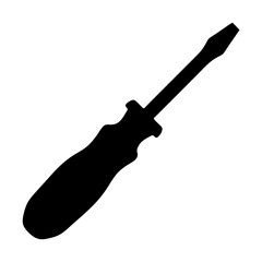 Silhouette of a standard flathead screwdriver tool with a grip handle