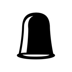 Stylized depiction of a dinner bell with simple black and white design